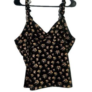 Plus Size Floral Black Sleeveless Top